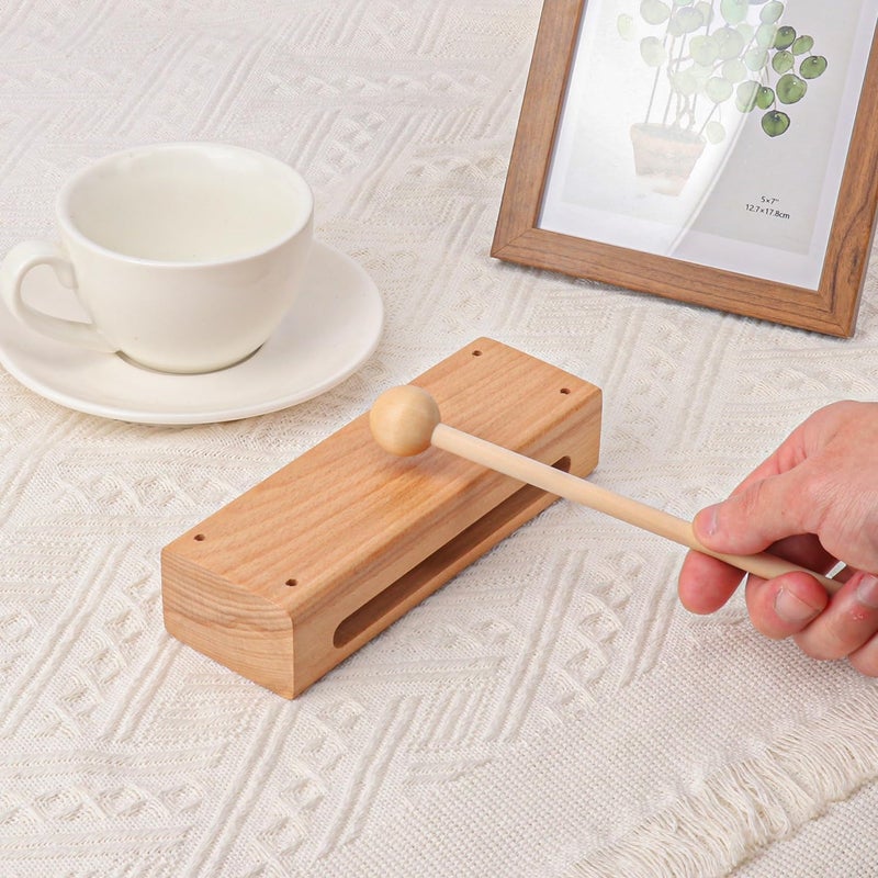 IHDYPPEW Solid Wood Rhythm Block with Mallet, Wood Block Musical Instrument, Percussion Rhythm Blocks, Hand Percussion Instruments for Adults, Concert Percussion, Live Musicals, School, Community - Image 5